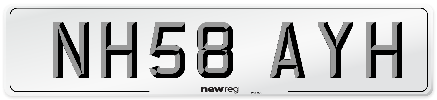 NH58 AYH Number Plate from New Reg